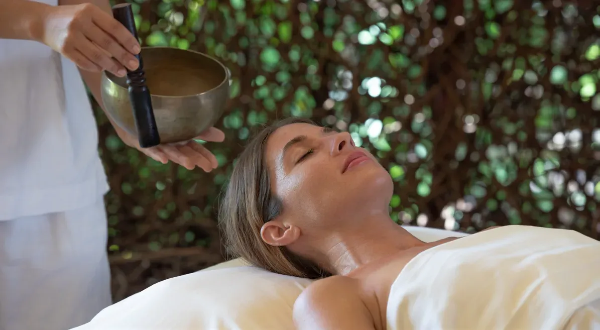 Sound bowl treatment at the Six Senses Spa, Six Senses Laamu