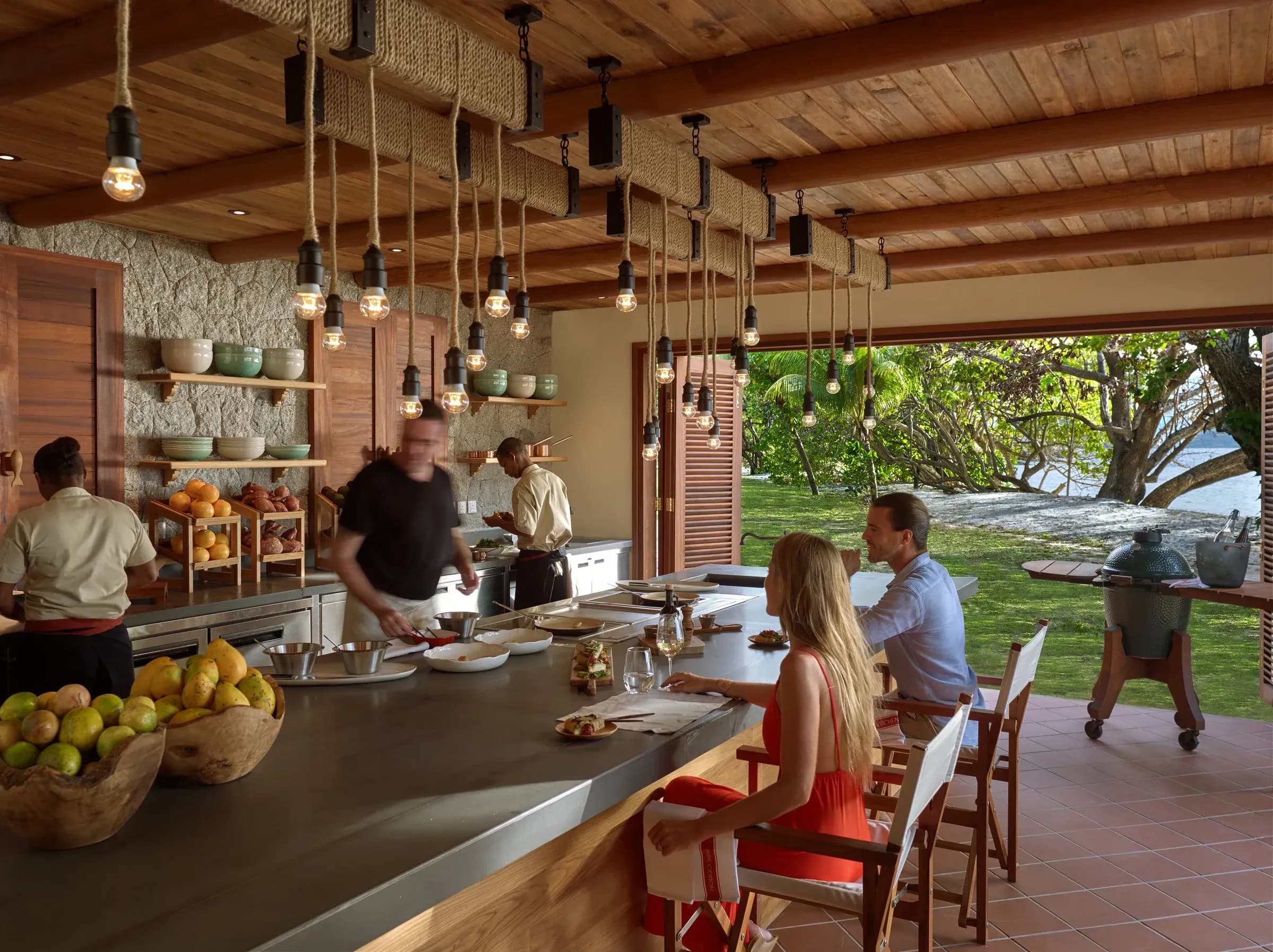 Chef's Kitchen live cooking table at Six Senses Zil Pasyon