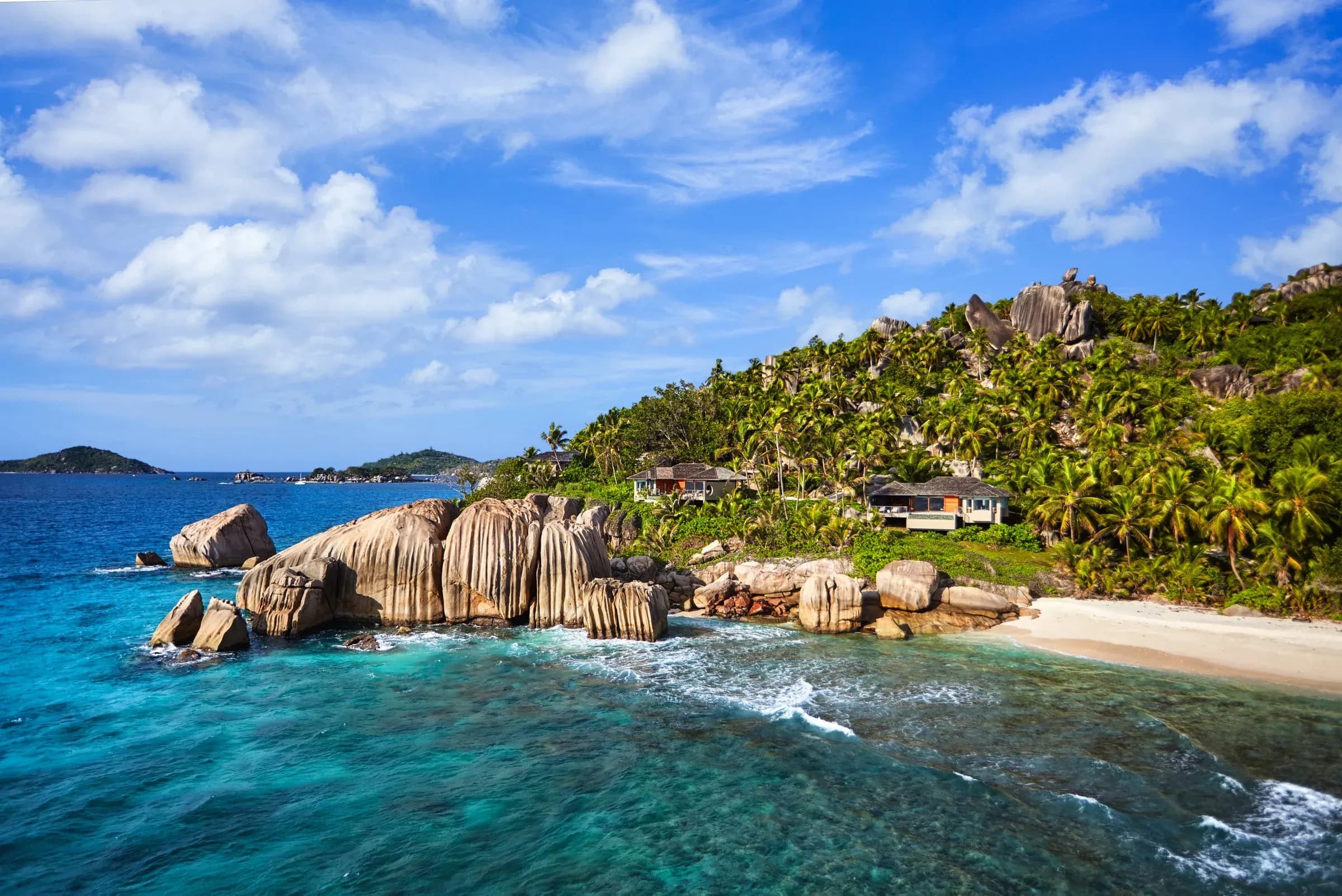 Aerial view of the Pasyon Pool Villas at Six Senses Zil Pasyon