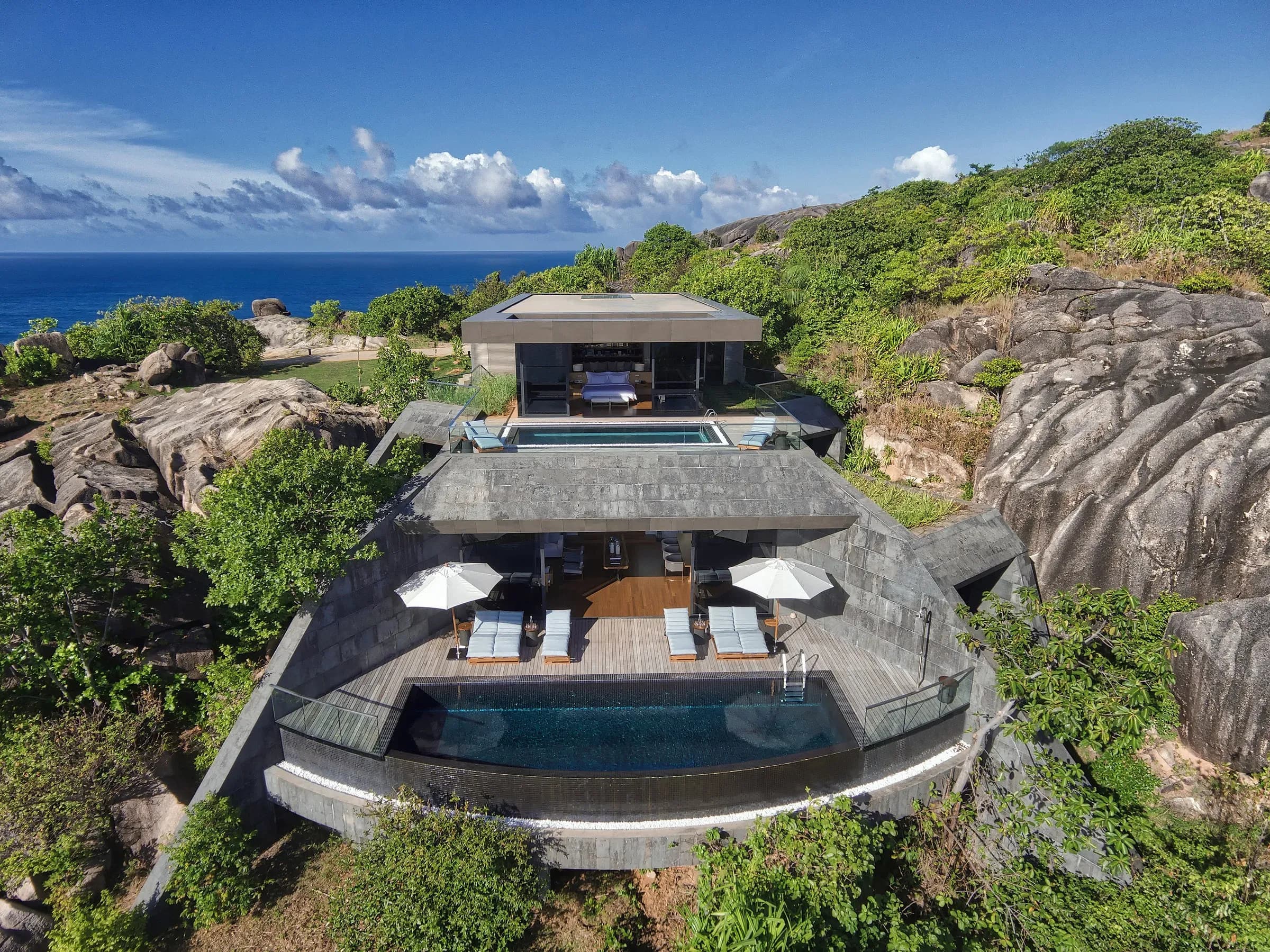 Aerial view of Seascape, the Three-Bedroom Residence, at Six Senses Zil Pasyon