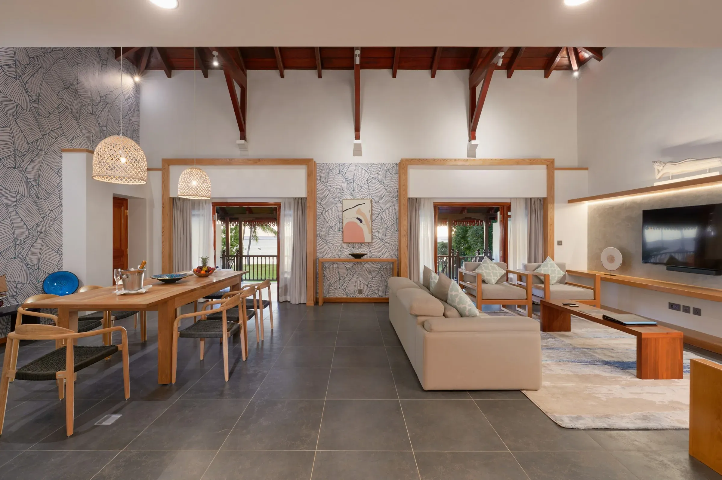 Imperial Suite living room with private balcony at Sofitel Mauritius L'Impérial Resort & Spa