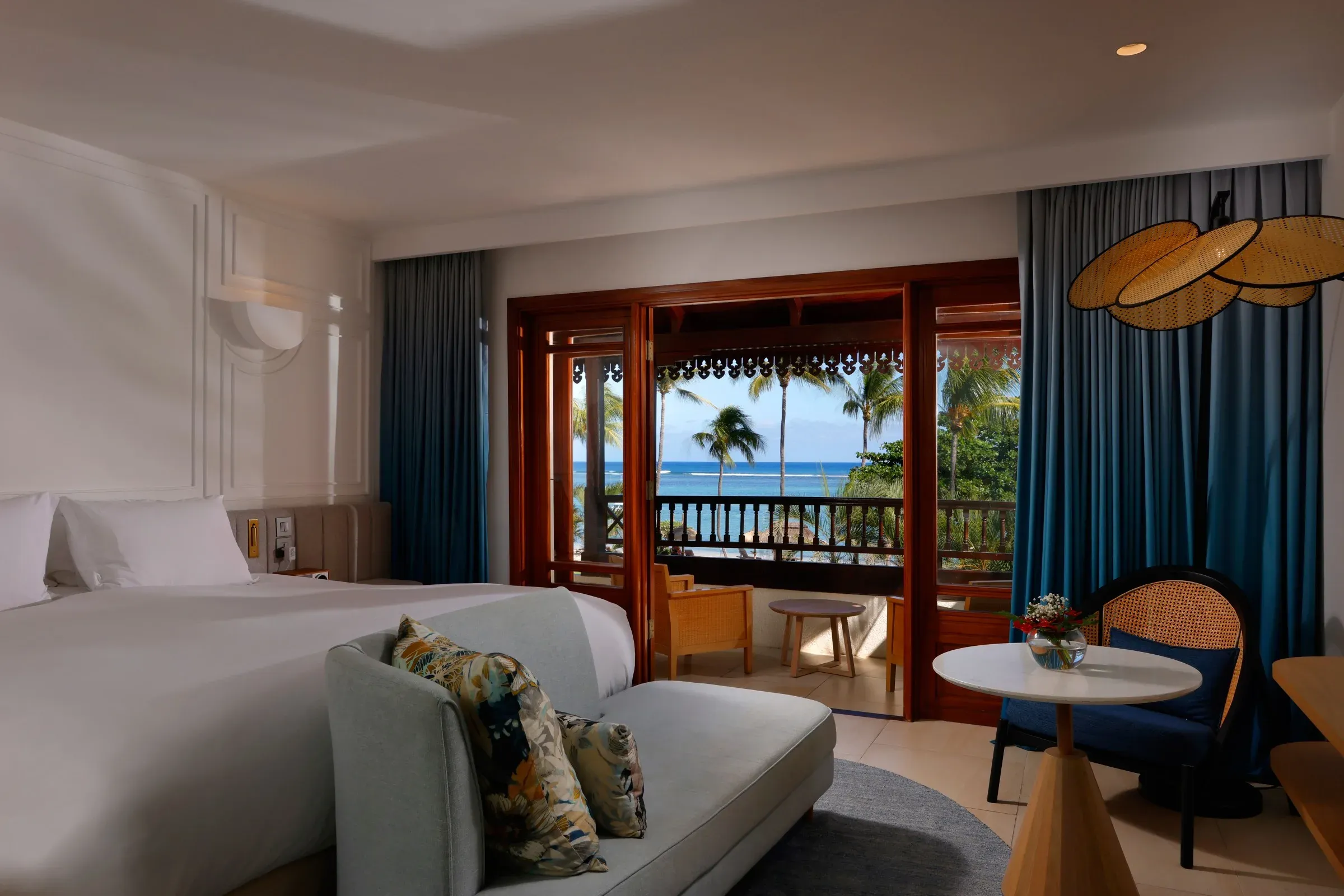 Magnifique Room balcony overlooking the ocean at Sofitel Mauritius L'Impérial Resort & Spa