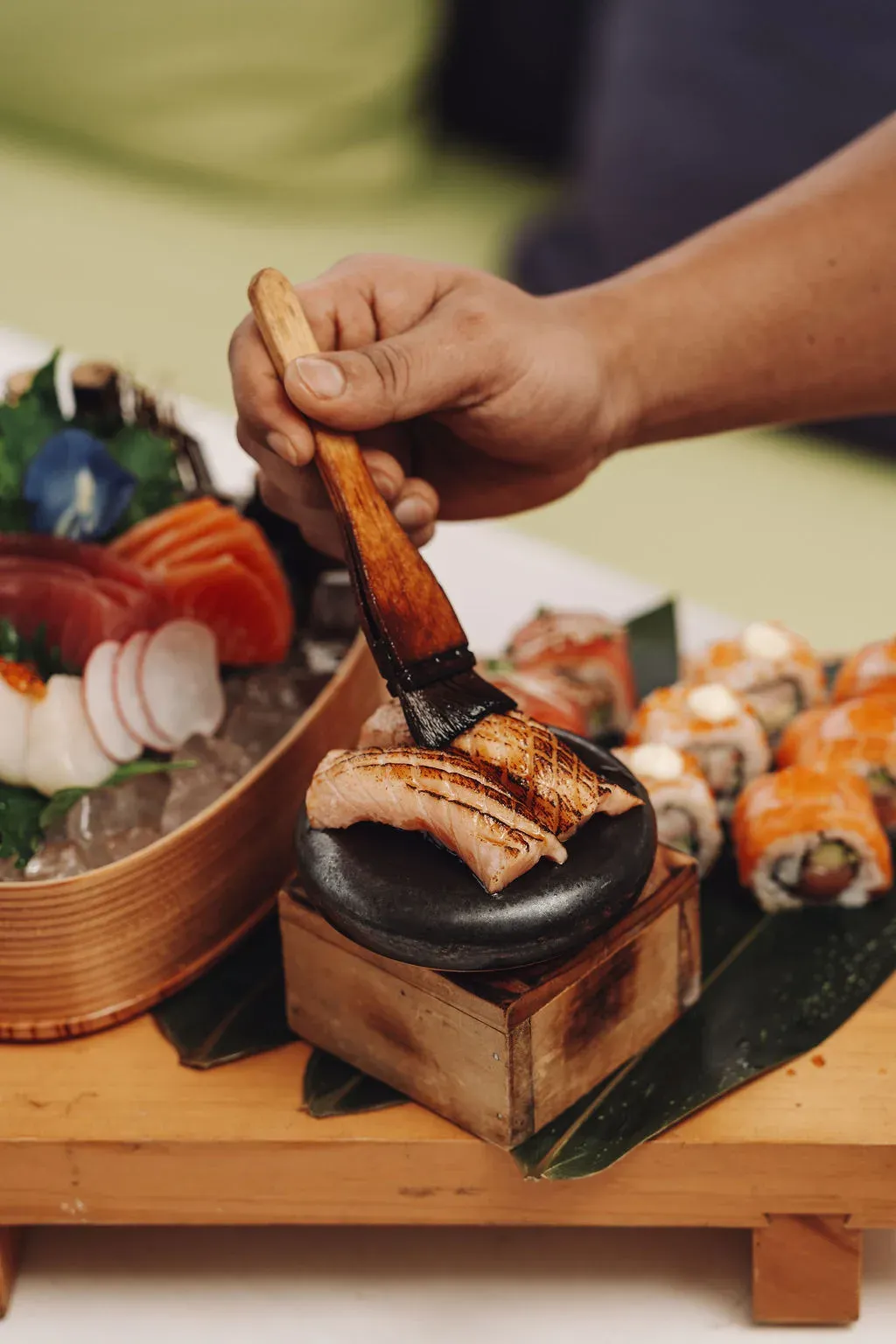 Teppanyaki grill preparation at Director's Cut, Soneva Jani
