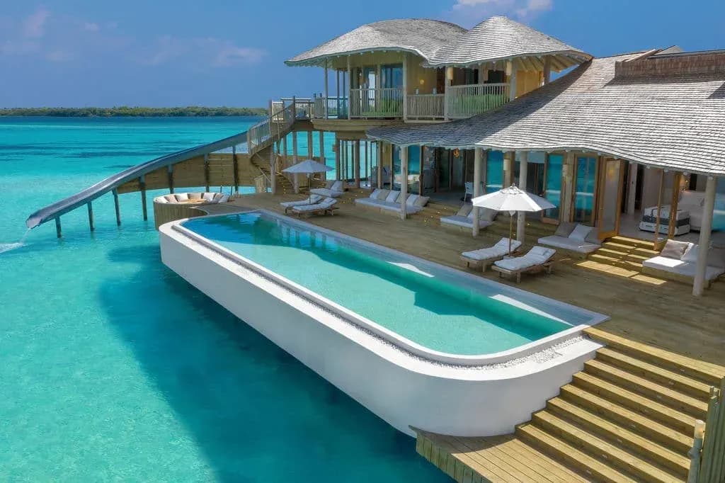 2 Bedroom Water Reserve with Slide, private pool and deck over the lagoon at Soneva Jani