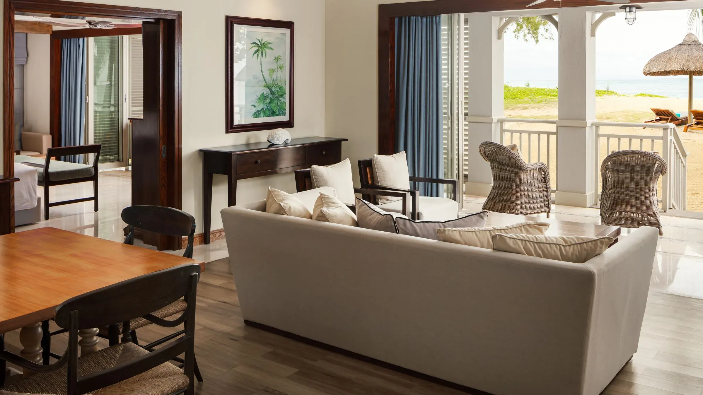 Le Morne Beach Access Suite lounge and dining area at The St. Regis Le Morne Resort, Mauritius