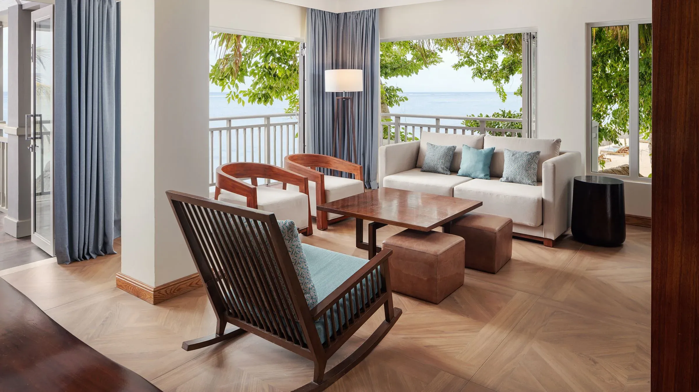 Peninsula Balcony Suite terrace at The St. Regis Le Morne Resort, Mauritius