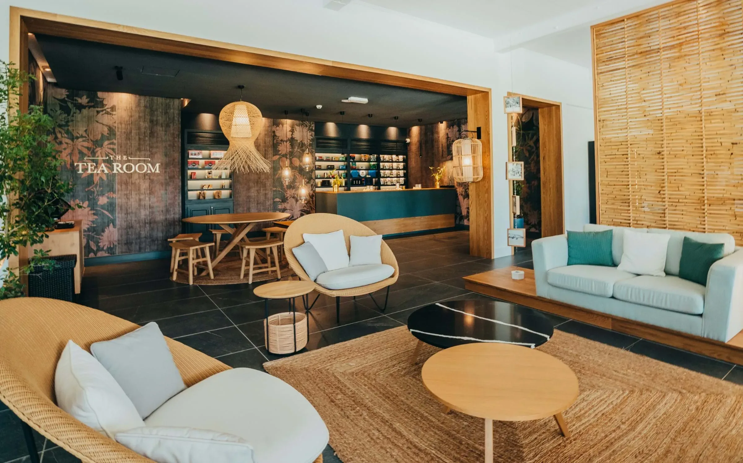 The Tea Room lounge and tea counter at Sugar Beach Mauritius