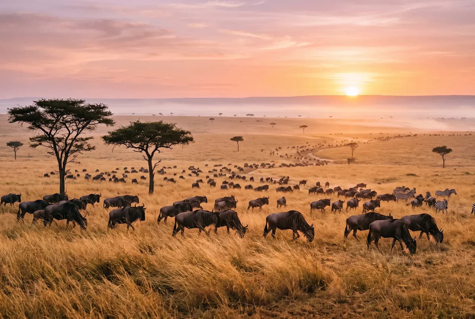 Tanzanian savannah landscape at golden hour