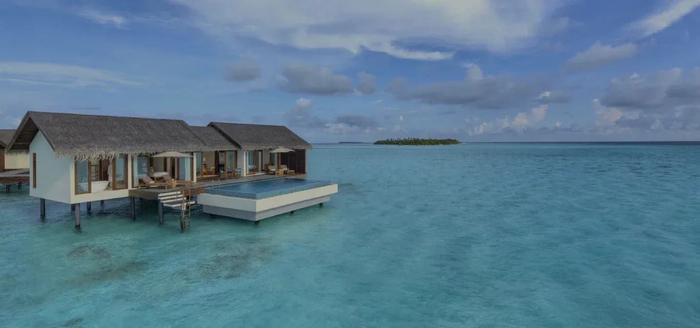 Two-Bedroom Water Pool Villa with private pool and island backdrop, The Residence Maldives at Falhumaafushi