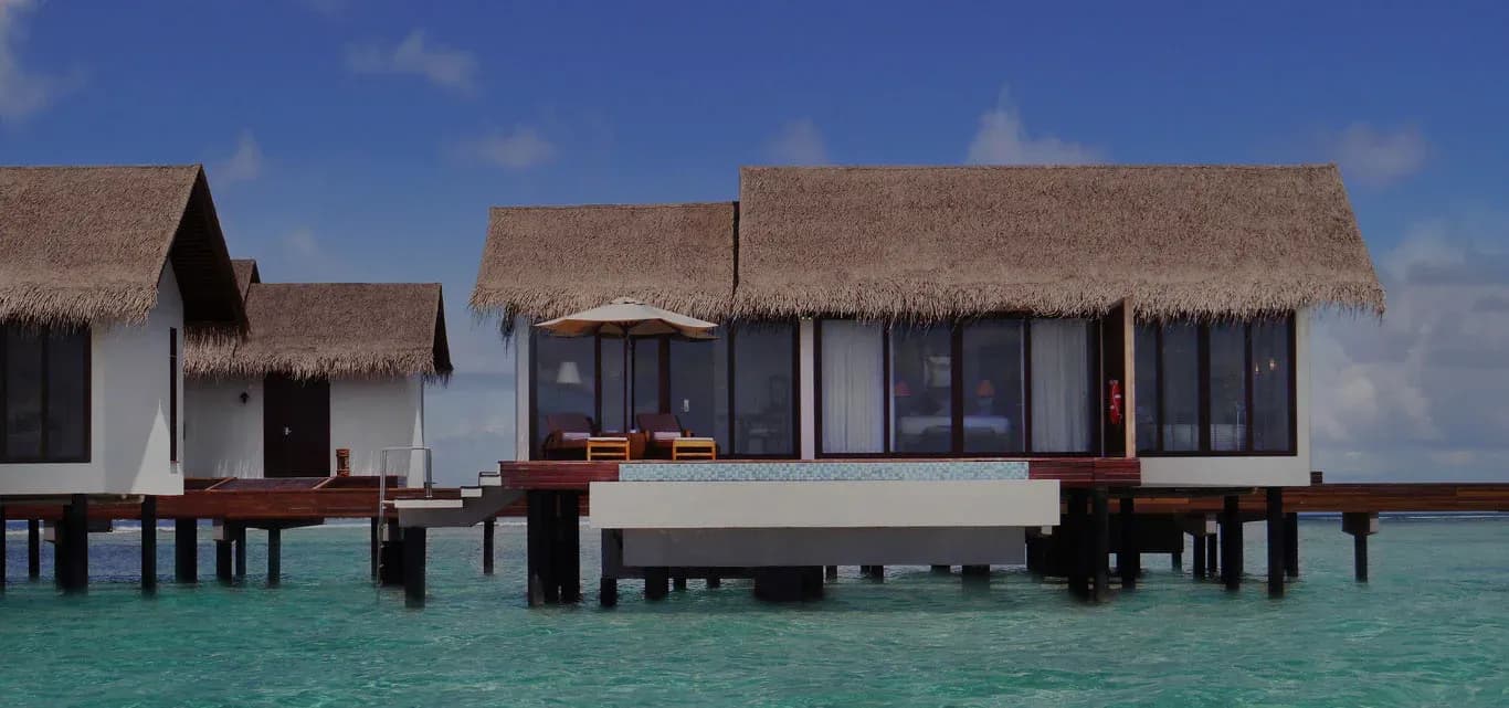 Water Pool Villa exterior deck with private pool over the lagoon, The Residence Maldives at Falhumaafushi