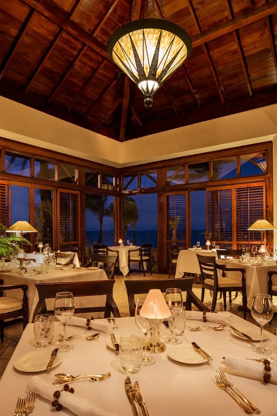 The Dining Room restaurant interior at The Residence Mauritius