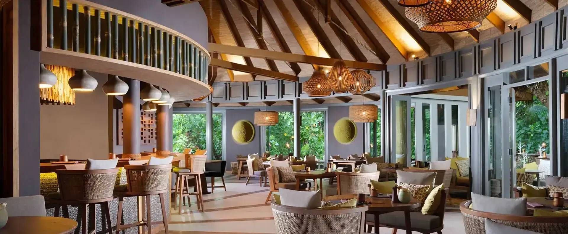 Onu bamboo dining pavilion at Vakkaru Maldives