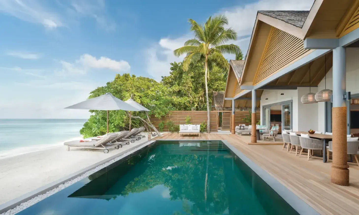 Three Bedroom Beach Pool Residence exterior at Vakkaru Maldives