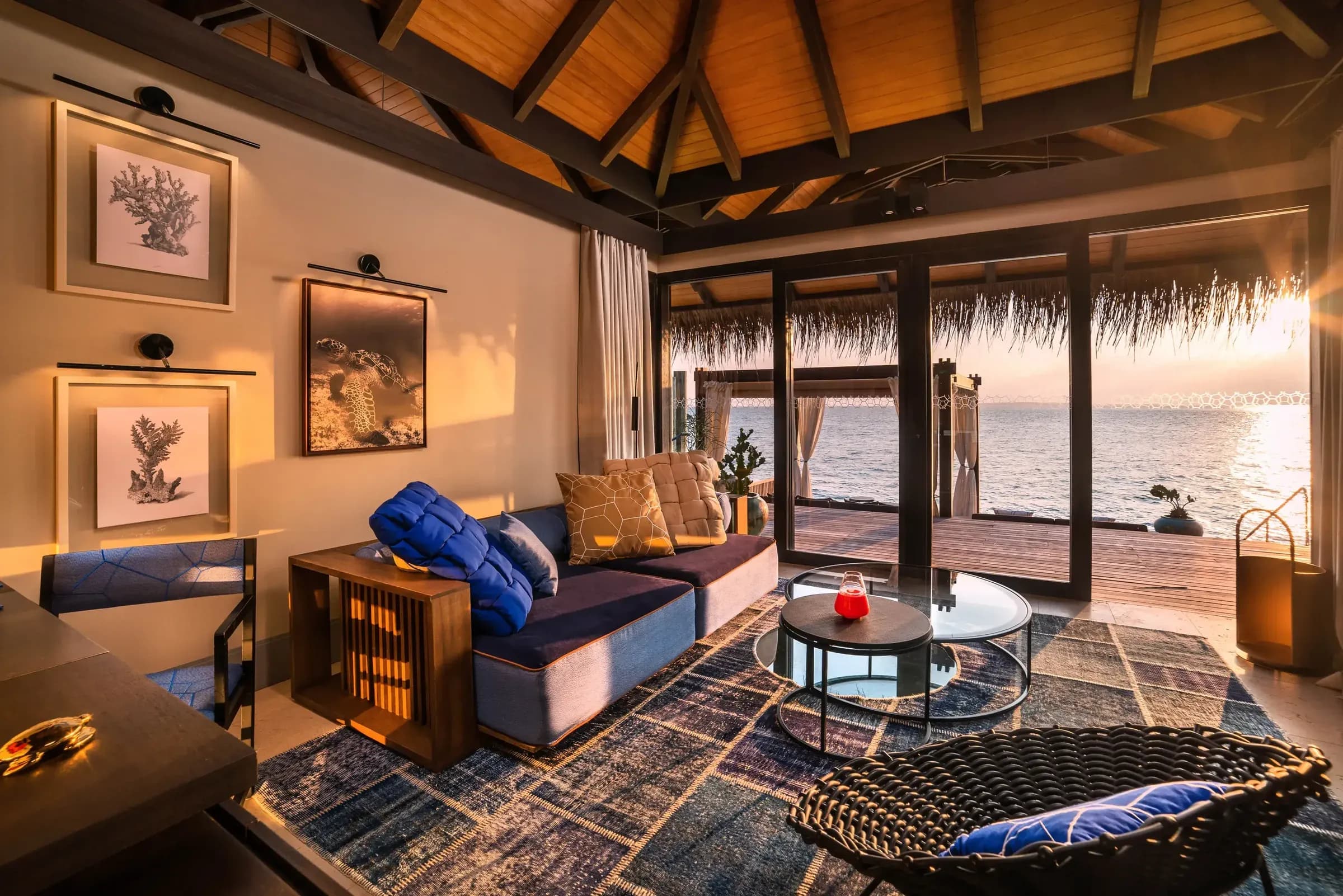 Sunset Deluxe Water Pool Villa overwater deck and pool at Velaa Private Island