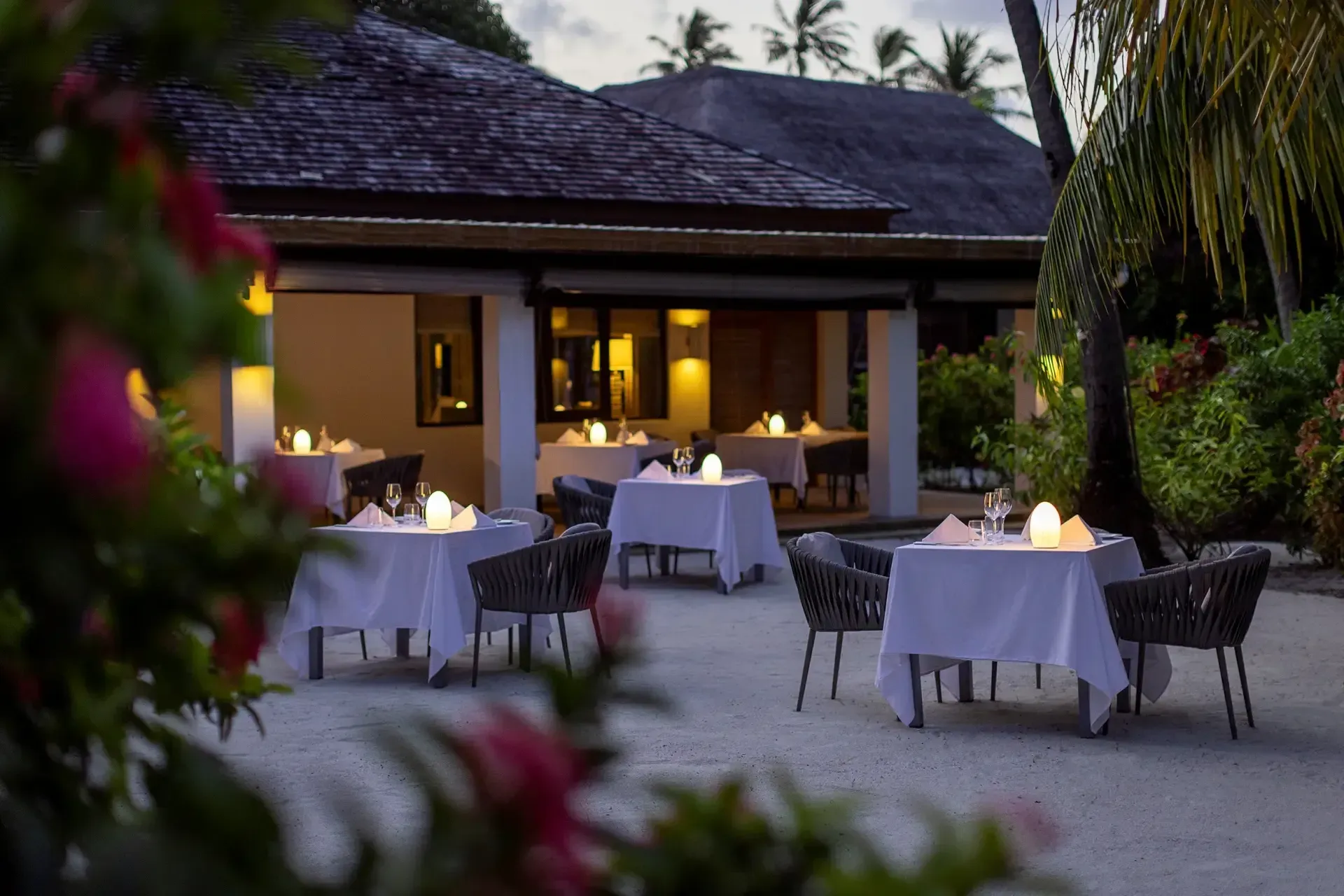Etesian Mediterranean restaurant exterior at Niva Velassaru Maldives