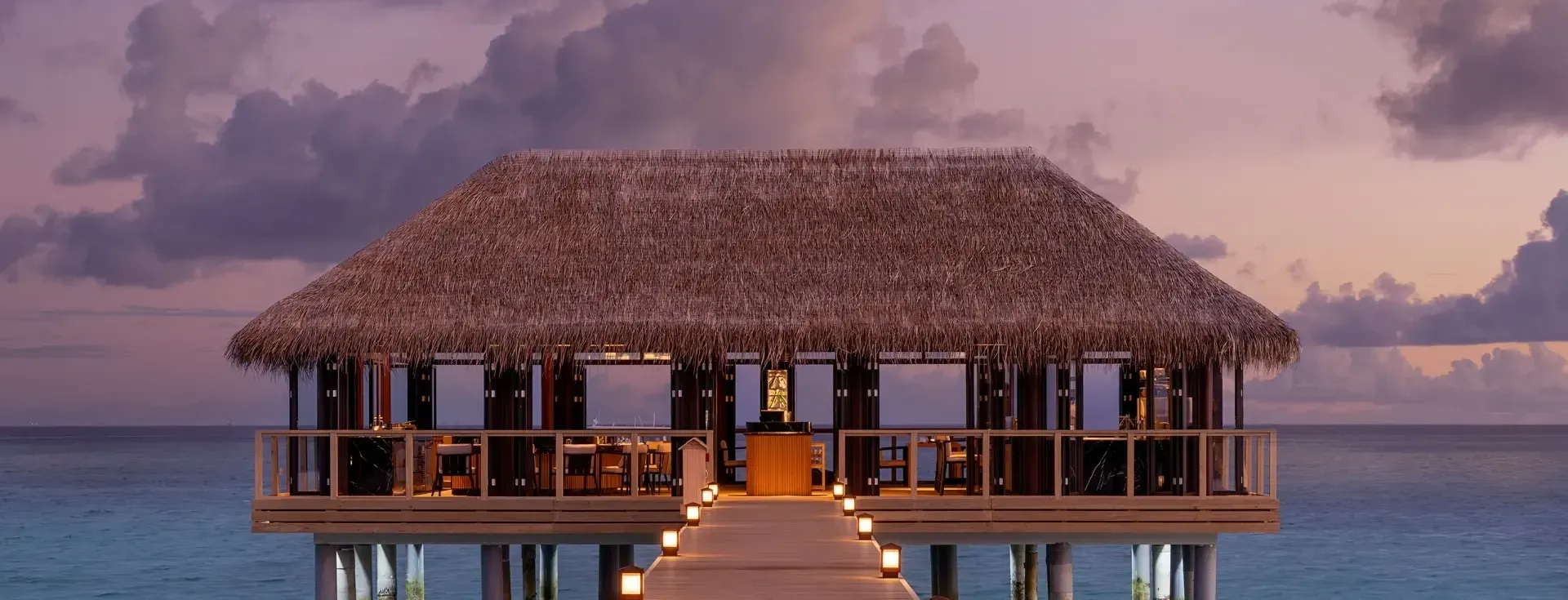 Sora overwater Japanese restaurant setting at Niva Velassaru Maldives