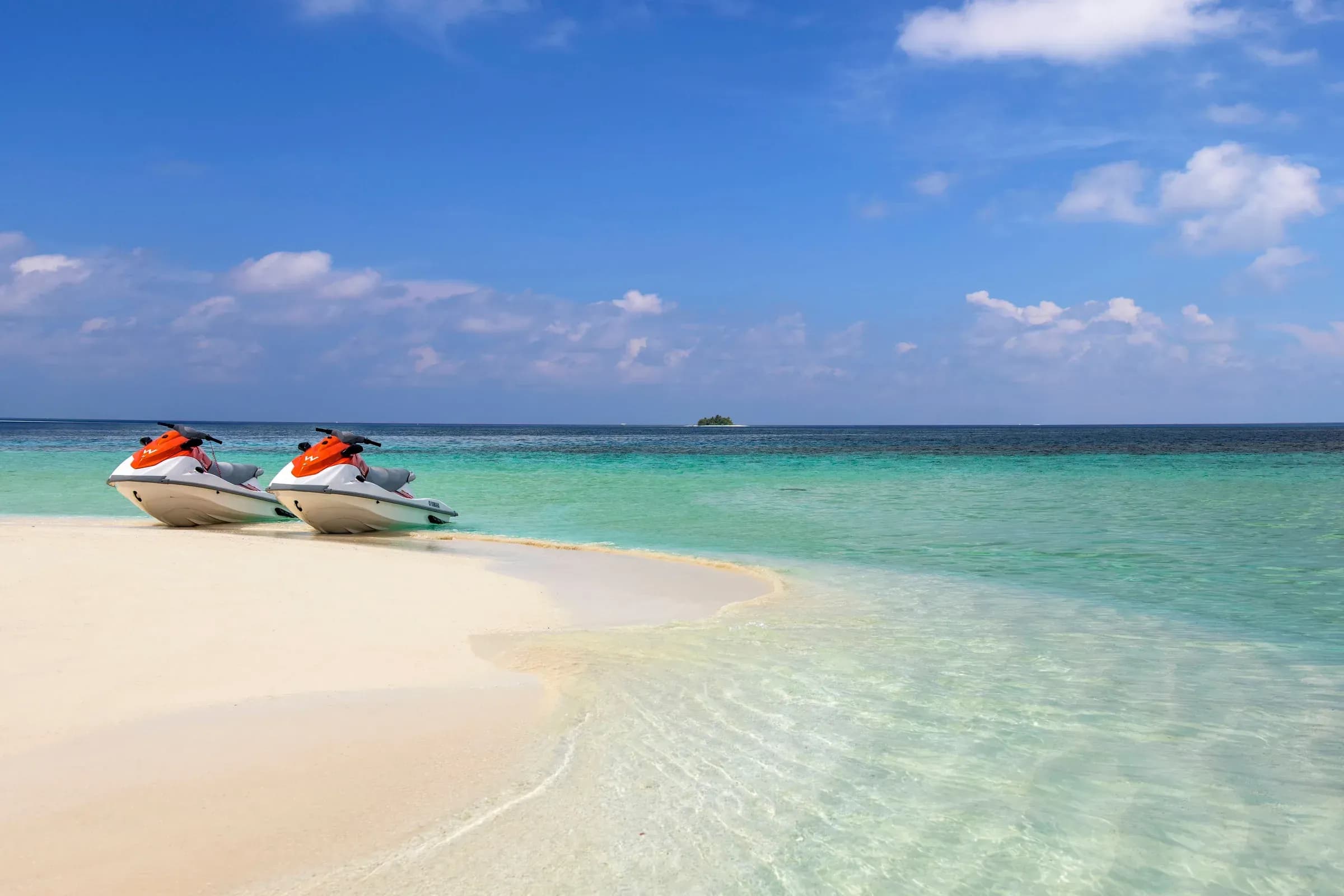 Jet skiing in the lagoon at W Maldives