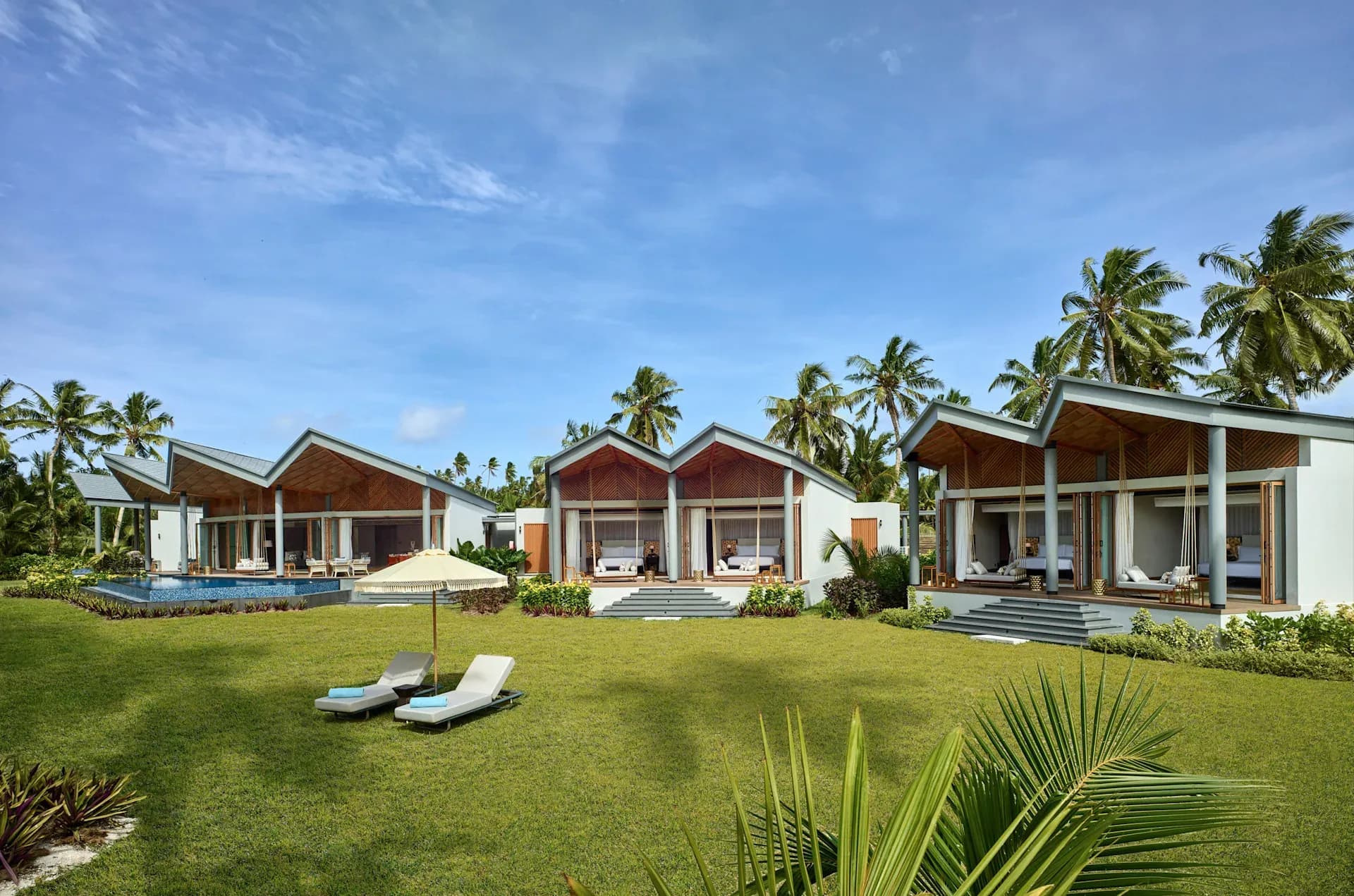 Exterior of the Two Bedroom Blacktip Pool Villa and its private garden