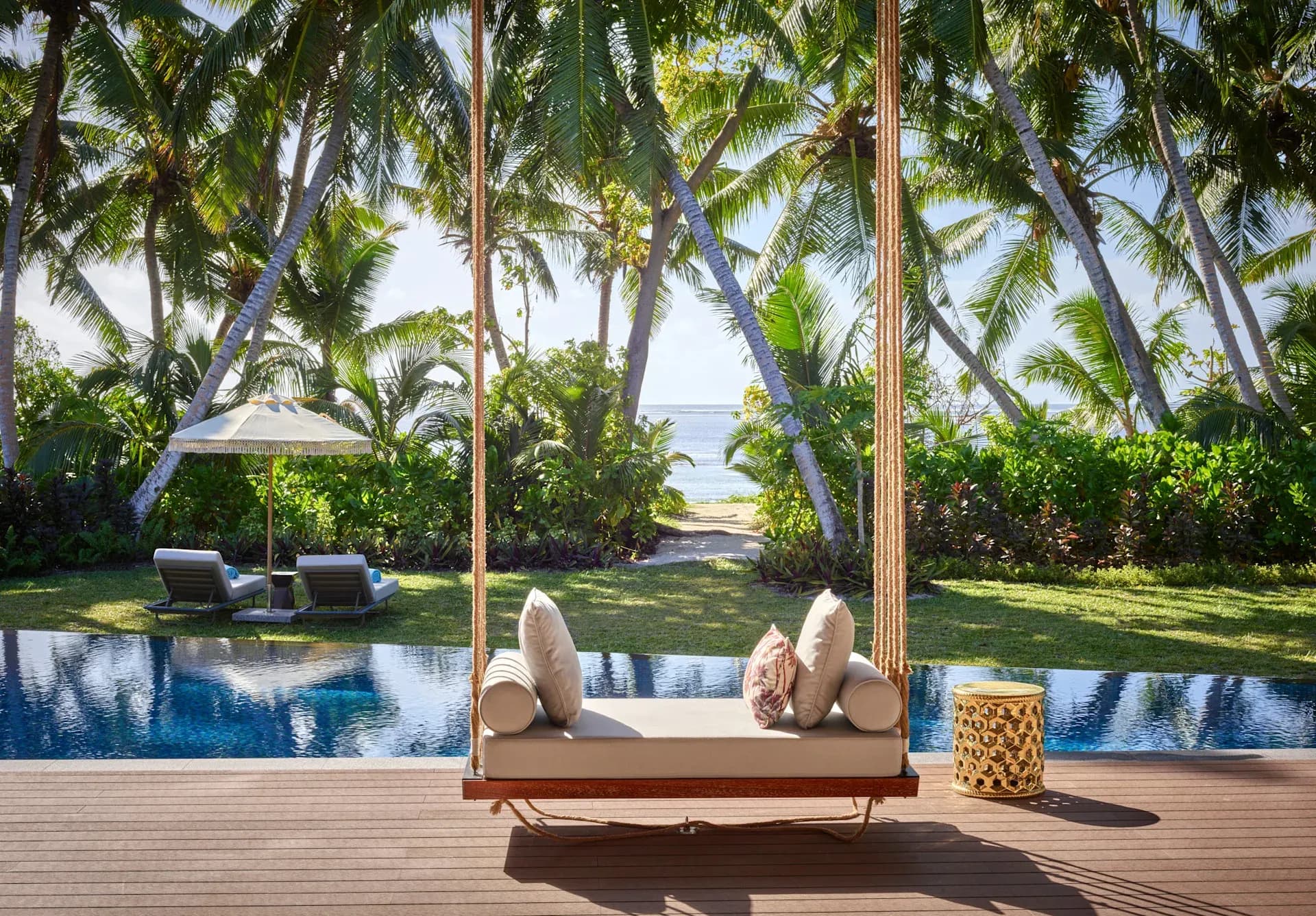Terrace view to the ocean from the One Bedroom Hawksbill Pool Villa