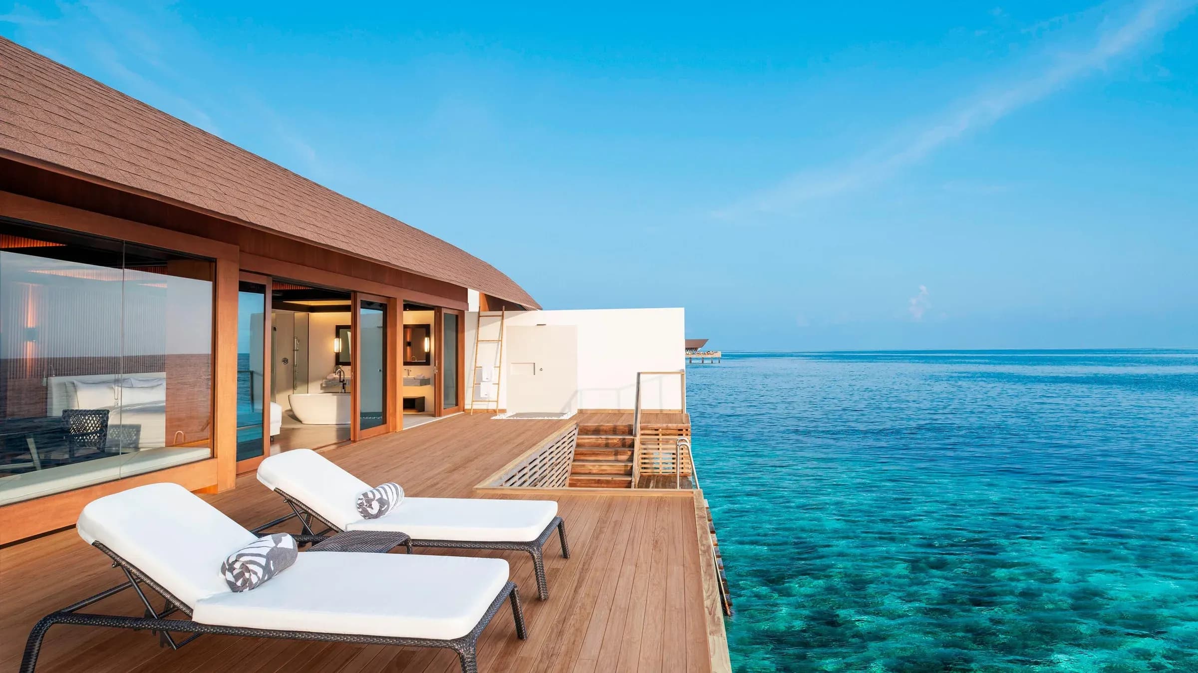 Heavenly Overwater Villa private pool deck at The Westin Maldives Miriandhoo Resort