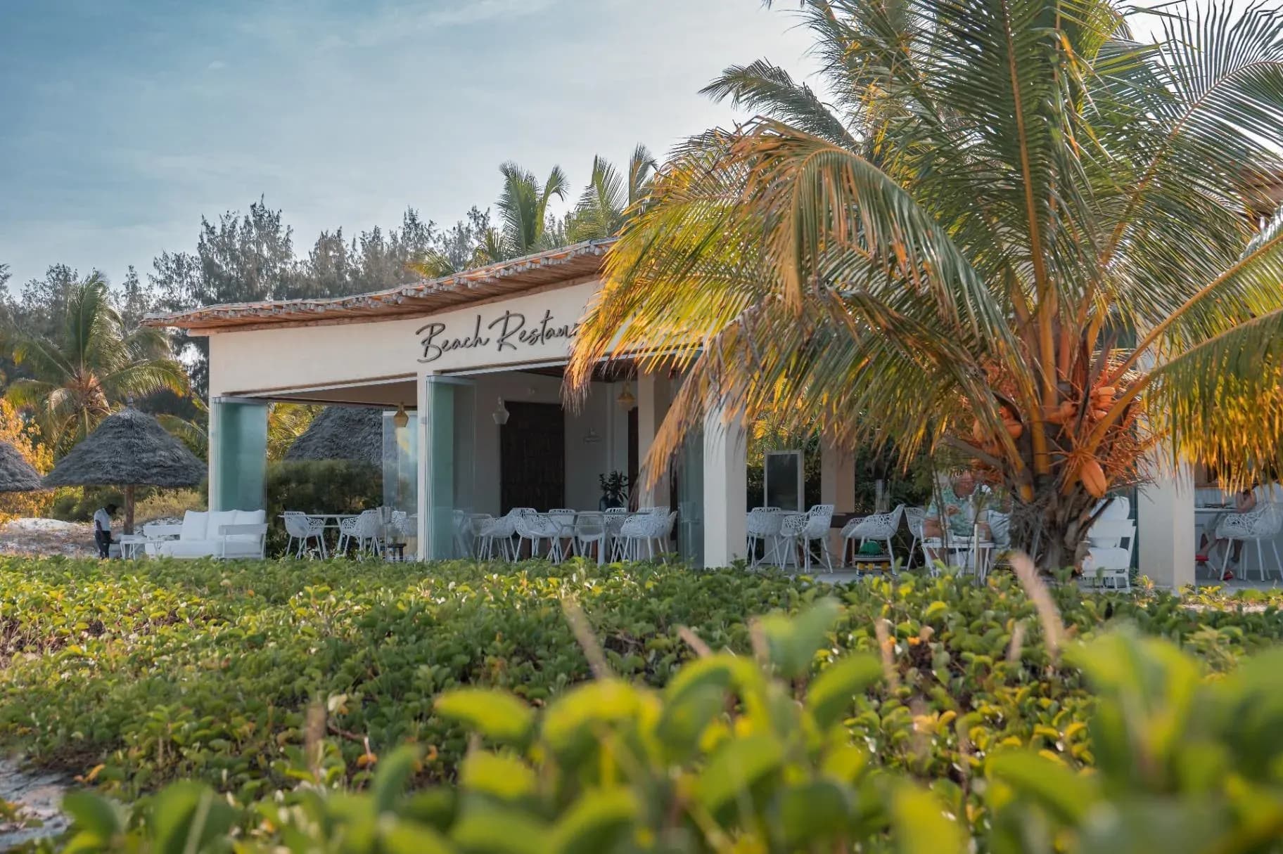 Beach Restaurant and Bar terrace overlooking Paje's white sand and turquoise lagoon