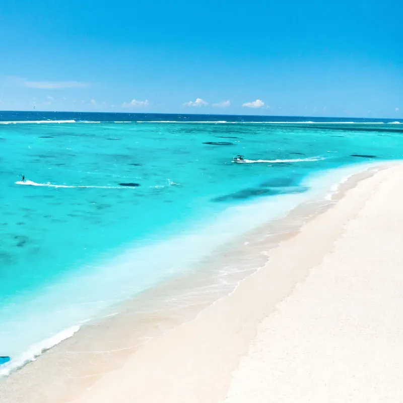 Aerial view of the private beach and coral reef at Xanadu Luxury Villas, Zanzibar