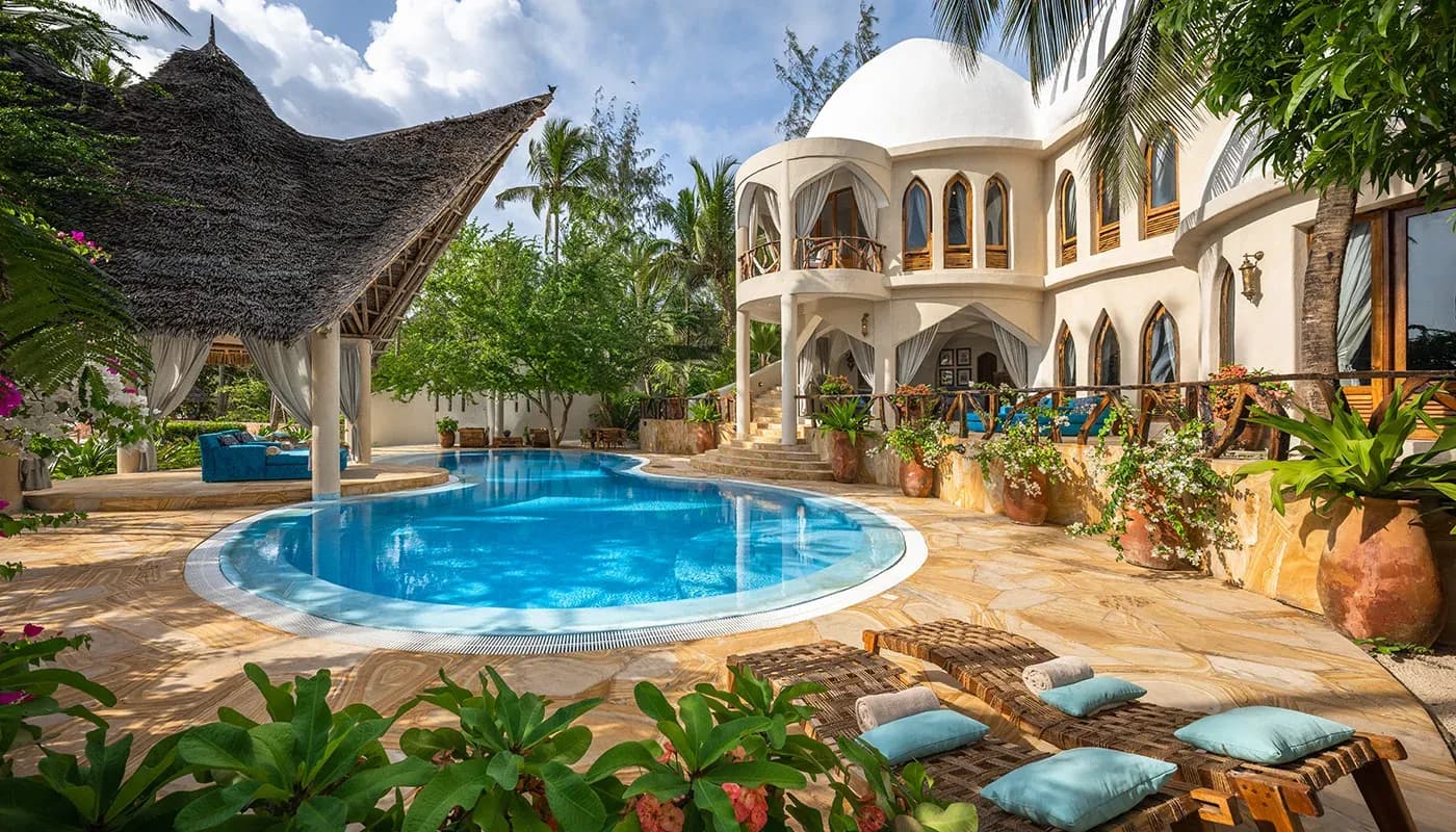 Villa Nyota's private pool and domed architecture at Xanadu Luxury Villas, Zanzibar