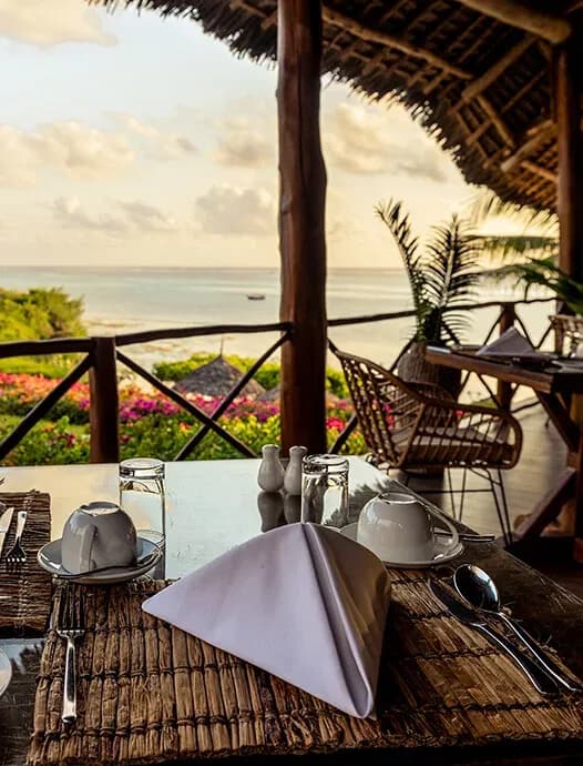 Sunset table setting at The Mali Mali Lounge & Bar, Zawadi Hotel Zanzibar